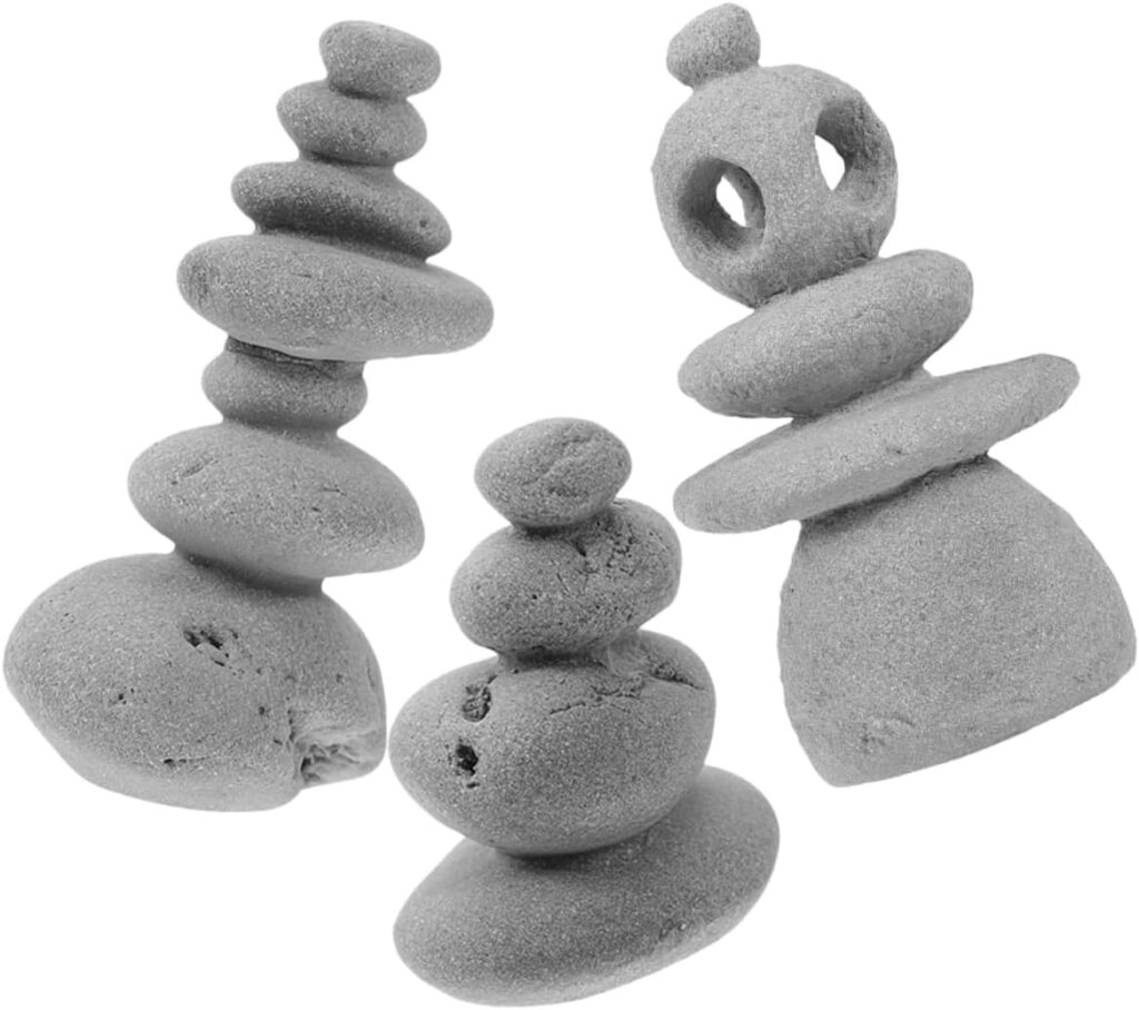 3pcs Garden Micro Landscape Zen Garden Decor Rock Sculpture Sand Garden Altar Decor Balancing Cairn Japanese Garden Decor Garden Sculptures Statue Ornament Fish Tank Rockery Stone