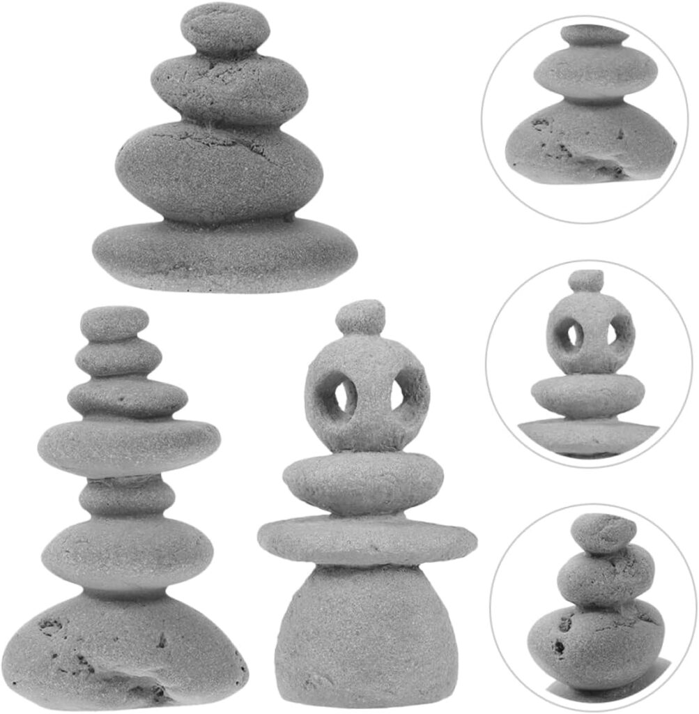 3pcs Garden Micro Landscape Zen Garden Decor Rock Sculpture Sand Garden Altar Decor Balancing Cairn Japanese Garden Decor Garden Sculptures Statue Ornament Fish Tank Rockery Stone