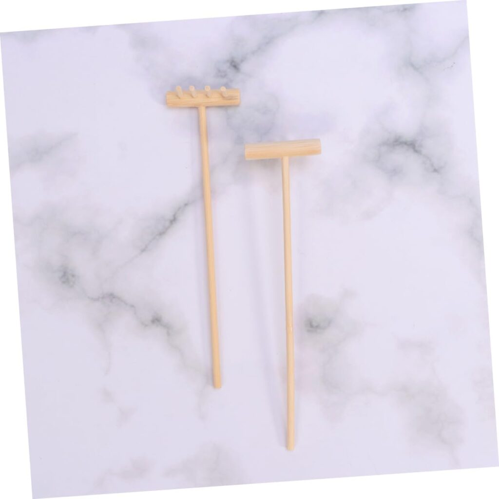 3pcs Miniature Bonsai Accessories Miniature Gardening Tool Decorative Wood rakes Desktop Zen Decor Zen Garden rakes Bonsai Tools Mini Japanese rake Hand Tools Bamboo Dead Wood