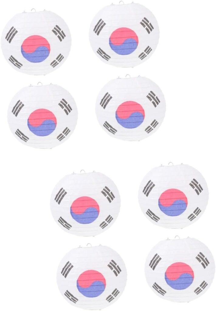 8 Pcs Korean Flag Lantern Halloween Decorations Indoor Outdoor Halloween Decorations BBQ Store Hanging Decoration Halloween Decorations Outdoor White Paper Wedding Accessories