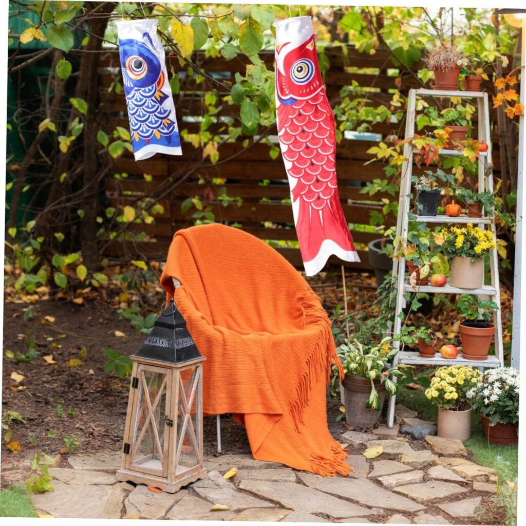 BESPORTBLE 2pcs Japanese Carp Streamer Sock Windsock Garden Carp Banners Cat Wind Socks Outdoor Hanging Feng Shui Hanging Decor Japanese Wind Socks Satin Fish Shape Windbreaker