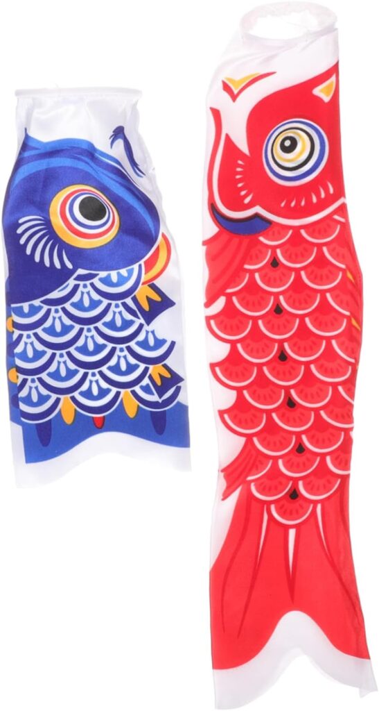 BESPORTBLE 2pcs Japanese Carp Streamer Sock Windsock Garden Carp Banners Cat Wind Socks Outdoor Hanging Feng Shui Hanging Decor Japanese Wind Socks Satin Fish Shape Windbreaker