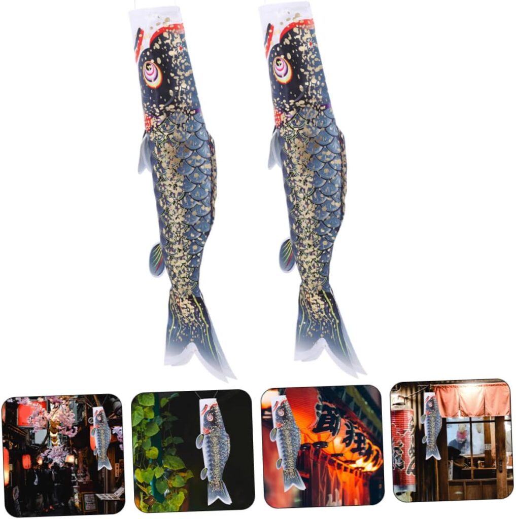 BESPORTBLE 2pcs Koi Fish Decorative Banner Japanese Windsock Fish Windsock Ornament Emblems Outdoor Sign Sushi Restaurant Pendants Outdoor Hanging Decorations Japanese Decor Heavy Spinner 3d