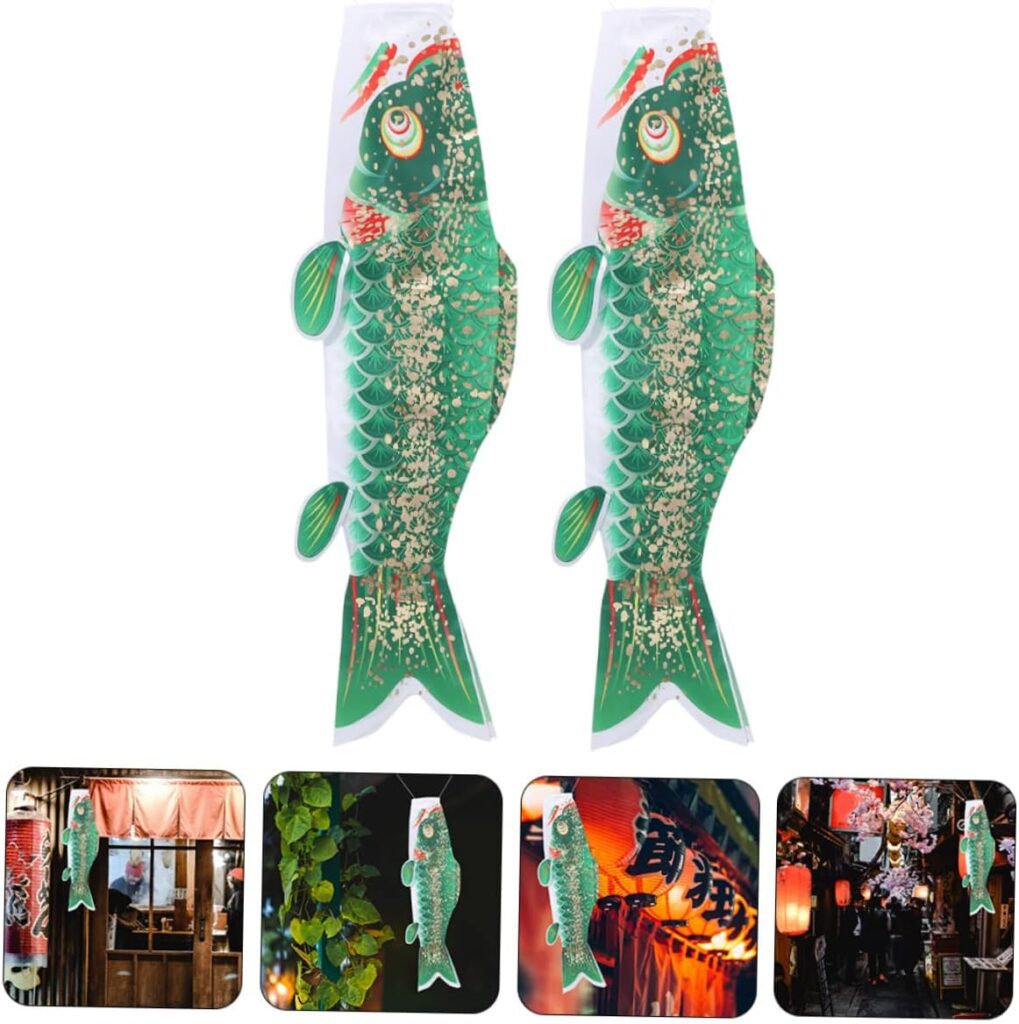 BESPORTBLE 2pcs Koi Fish Decorative Banner Japanese Windsock Fish Windsock Ornament Emblems Outdoor Sign Sushi Restaurant Pendants Outdoor Hanging Decorations Japanese Decor Heavy Spinner 3d