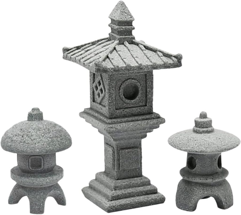 BESPORTBLE 3pcs Mini Stone Lantern Zen Garden Decoration Micro Landscape Figurine Good Luck Decor Pagoda Figurine Mini Pagoda Statue Pagoda Statue Small Home Decor Sandstone Tea Pet Household