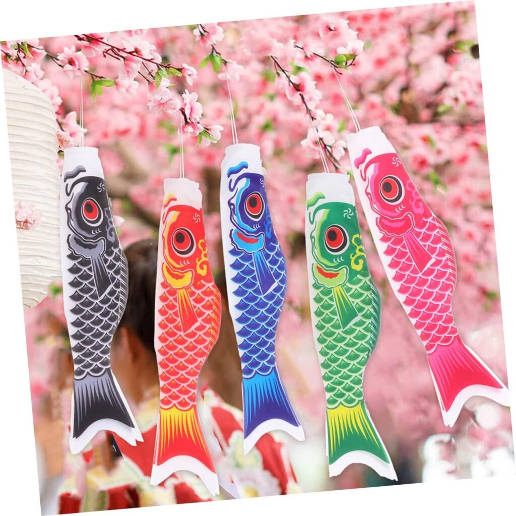 BESPORTBLE 5pcs Carp Streamer Ornament Satin Delicate