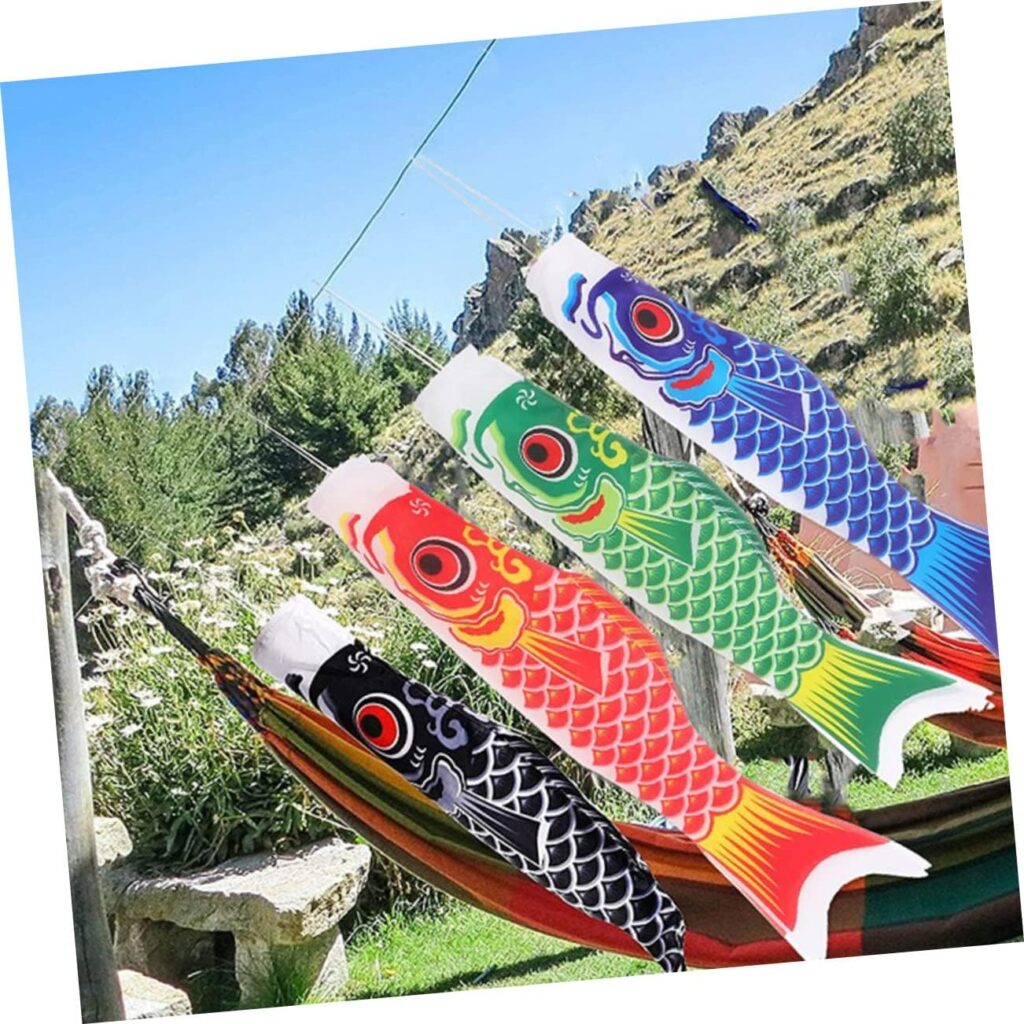 BESPORTBLE 5pcs Carp Streamer Ornament Satin Delicate