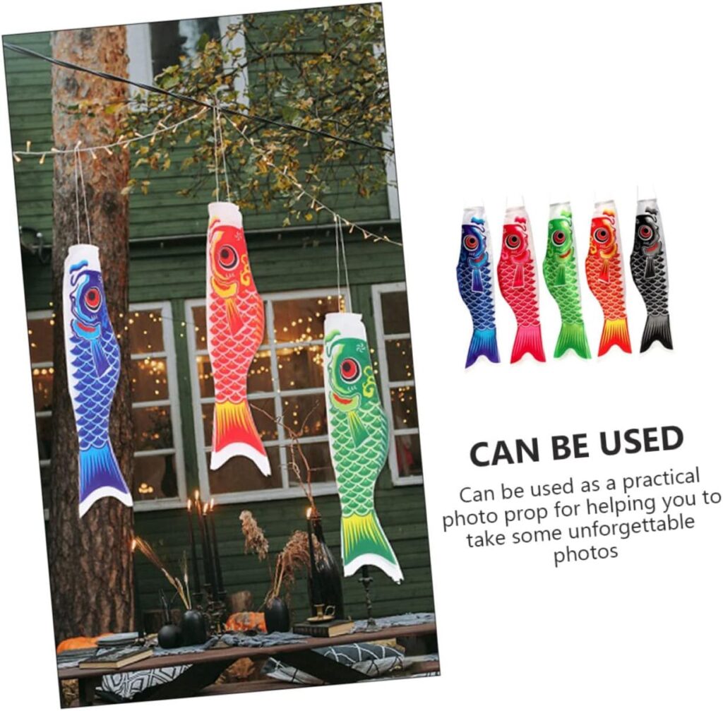 BESPORTBLE 5pcs Carp Streamer Ornament Satin Delicate