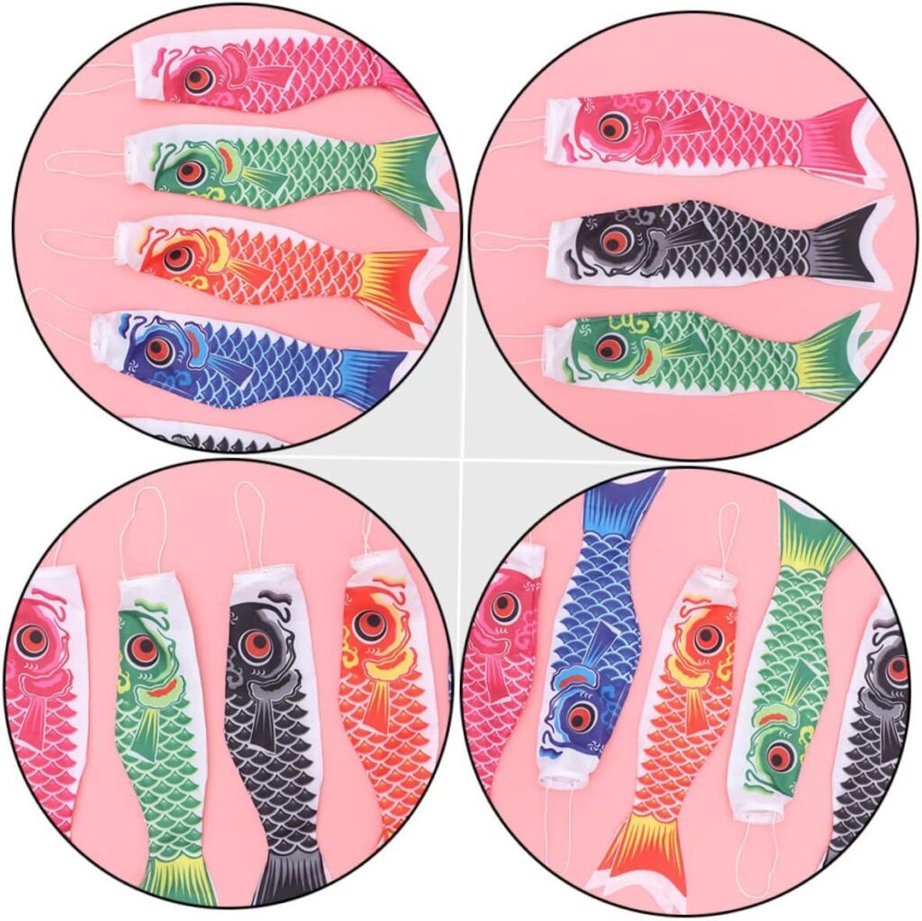 BESPORTBLE 5pcs Carp Streamer Outdoor Fish Decorations Hanging Ornaments Windsock Fish Wind Socks Outdoor Hanging Japandi Decor Hanging Flag Fish Flags Outdoor Satin Japanese-Style Banners