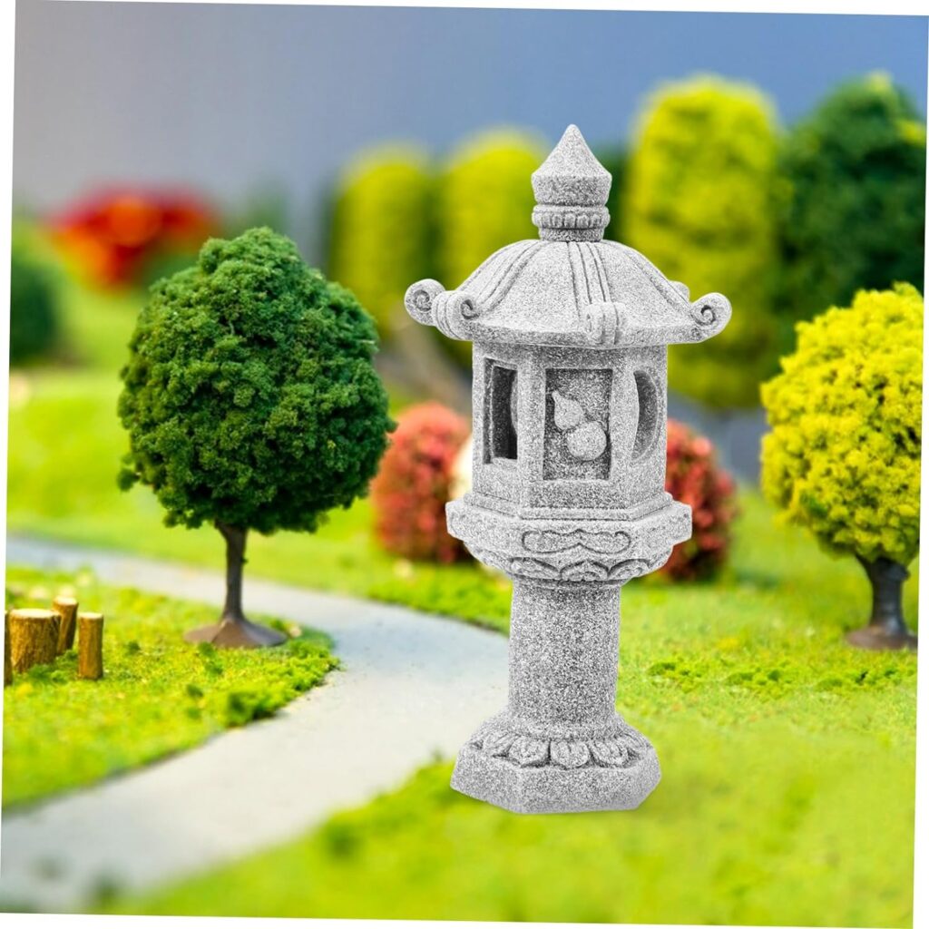 BESPORTBLE Stone Lamp Ornaments Japanese Garden Decor Fairy Garden Pagoda Zen Garden Accessories Micro Landscape Pagoda Fairy Accessories Miniature Scene Pavilion Rock Six Sides Asia