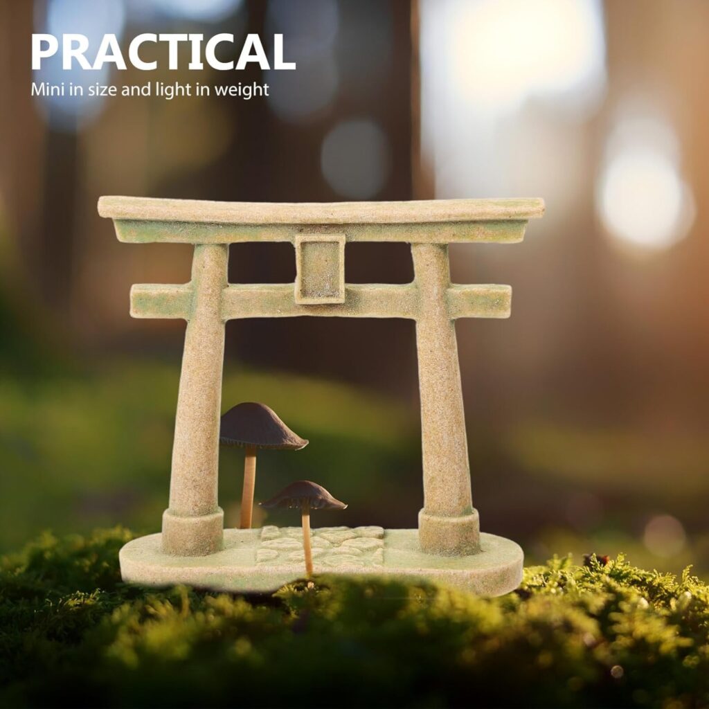 BESPORTBLE Torii Ornaments Torii Wooden Gate Zen Garden Decoration Torii Gate Statue Small Red Torii Gate Shinto Altar Shelf Micro Landscape Decor House Synthetic Resin Japan Mini