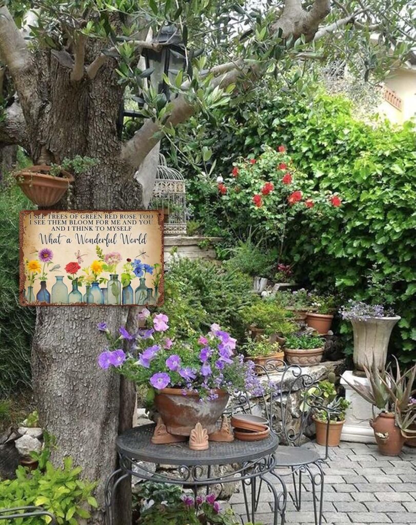 Cute Garden Decor And Into The Garden I Go Metal Garden Sign Outdoor, 12 x 8, (257)