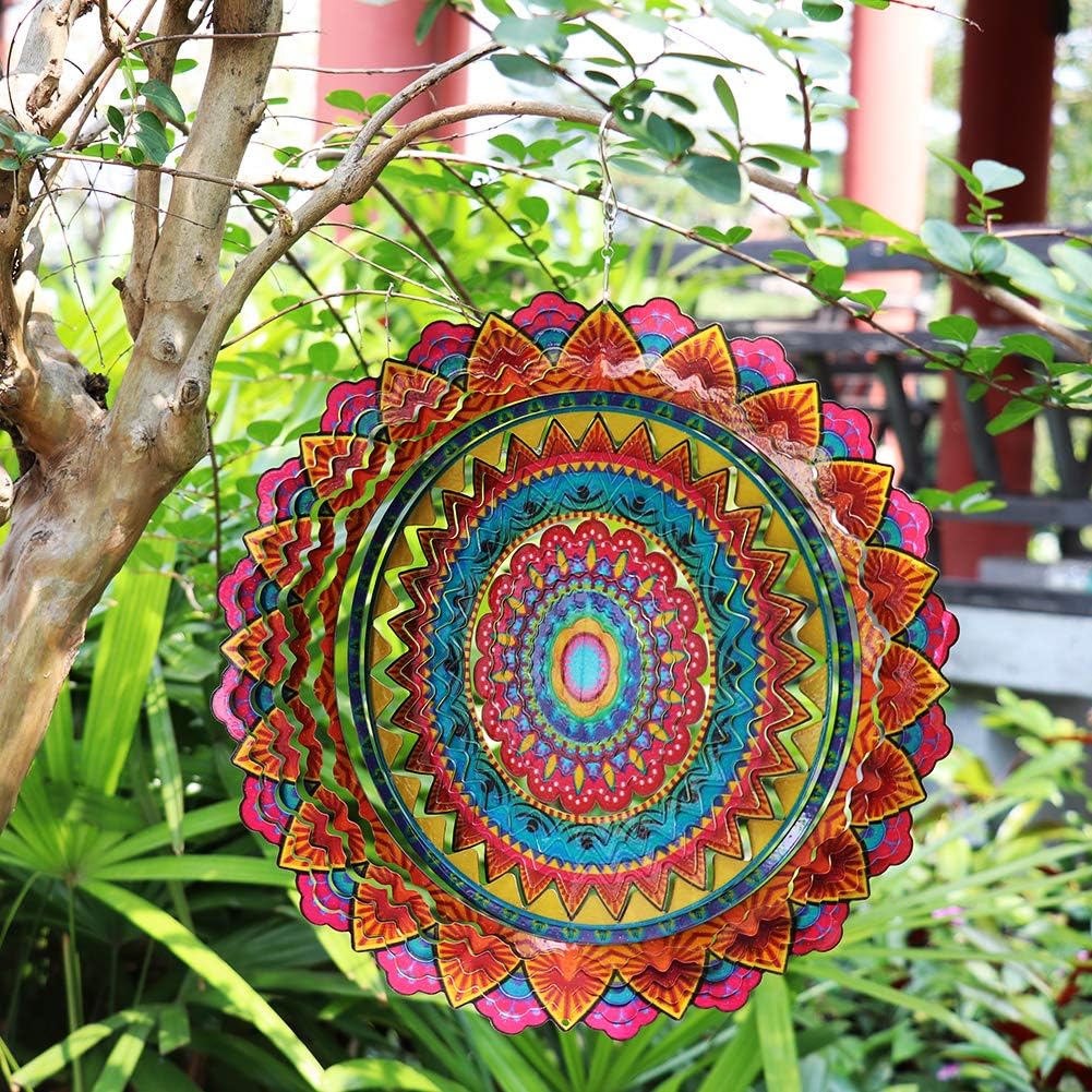 FONMY Stainless Steel Wind Spinner Worth Gift Indoor Outdoor Garden Decoration Crafts Ornaments 12 inch Multi Color Mandala Wind Spinners FONMY Stainless Steel Wind Spinner Worth Gift Indoor Outdoor Garden Decoration Crafts Ornaments 12 inch Multi Color Mandala Wind Spinners