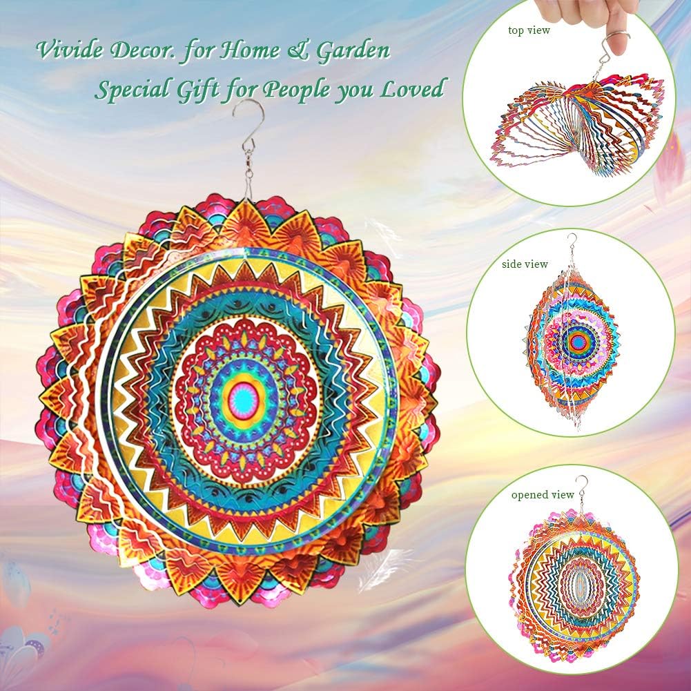 FONMY Stainless Steel Wind Spinner Worth Gift Indoor Outdoor Garden Decoration Crafts Ornaments 12 inch Multi Color Mandala Wind Spinners FONMY Stainless Steel Wind Spinner Worth Gift Indoor Outdoor Garden Decoration Crafts Ornaments 12 inch Multi Color Mandala Wind Spinners