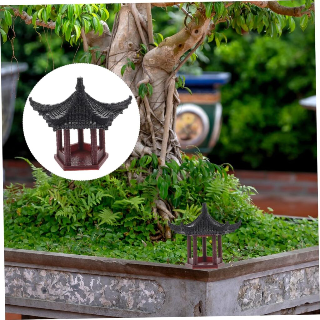 FRCOLOR Gazebo Decoration Fish Tank Pavilion Decor Chinese Temple Statue Japanese Garden Lantern Pagoda Garden Statue Pavilion Model Mini Pavilion Statue Home Decor Asia Plastic Household