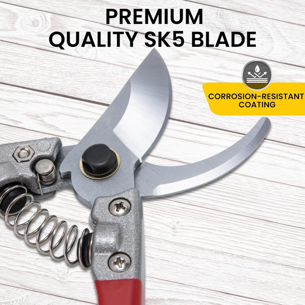 Goture 1-Pack 8.5 Professional Bypass Pruning Shear with SK-5 Steel Blade  An Additional Spring - Premium Garden Hand Pruner, Trimming Scissor, Plant Cutting Shear, Garden Clipper Tool