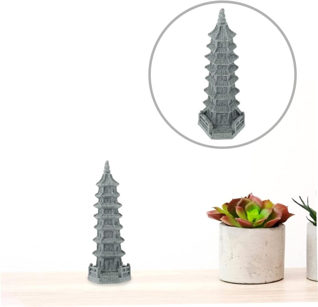 Milisten 1pc Simulated Wenchang Tower Desk Topper Pagoda Statue Landscape Decor Japanese Garden Decor Feng Garden Obelisk Resin Small Home Decor Small Garden Decor Sandstone Modeling Asia