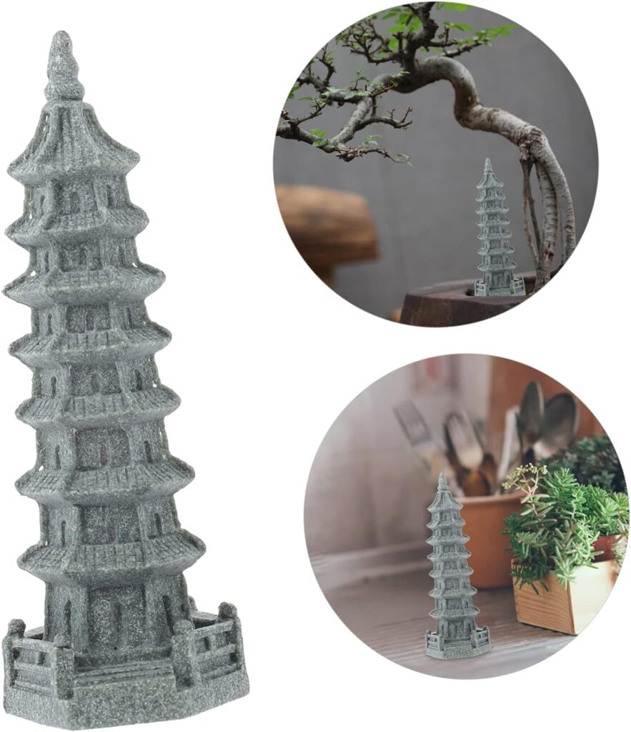 Milisten 1pc Simulated Wenchang Tower Desk Topper Pagoda Statue Landscape Decor Japanese Garden Decor Feng Garden Obelisk Resin Small Home Decor Small Garden Decor Sandstone Modeling Asia