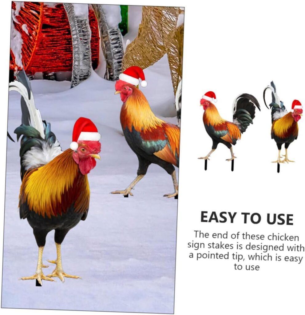 NOLITOY 2pcs Sign Garden Ornament Garden Decoration Garden Decor for Outside Chicken Yards Art Decorative Courtyard Insert Japanese Garden Decor Chicken Decor Acrylic Fake Chicken Outdoor