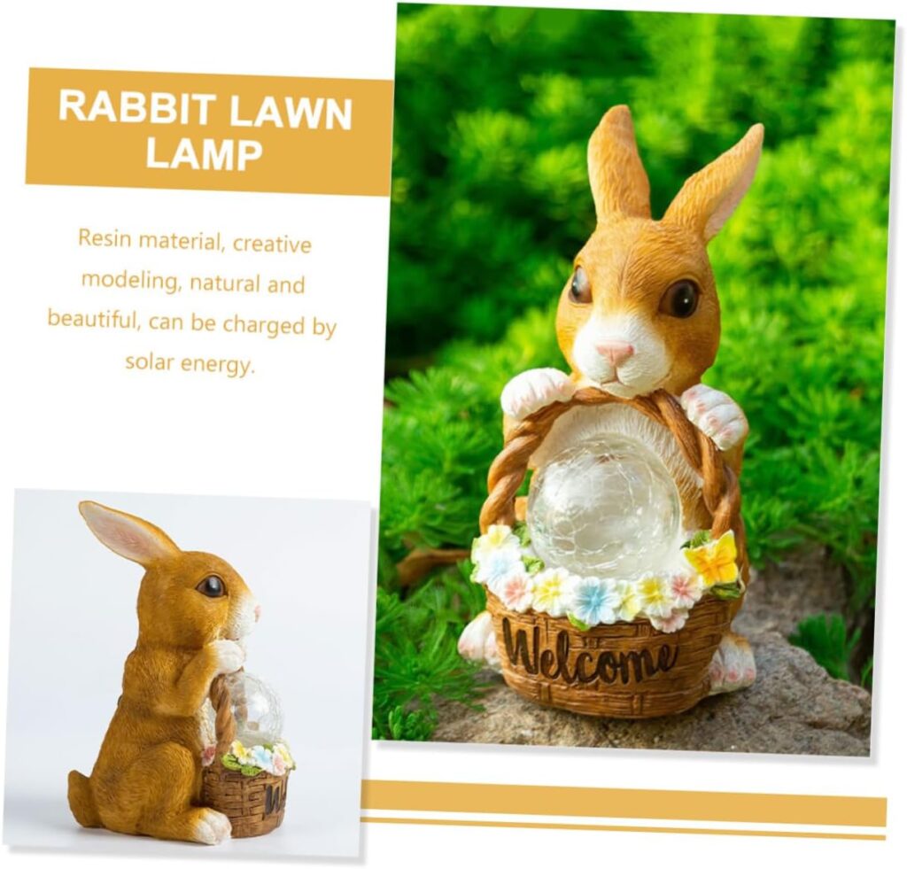 Plant Decor Solar Rabbit Light Lighting Resin Led Plants Decor