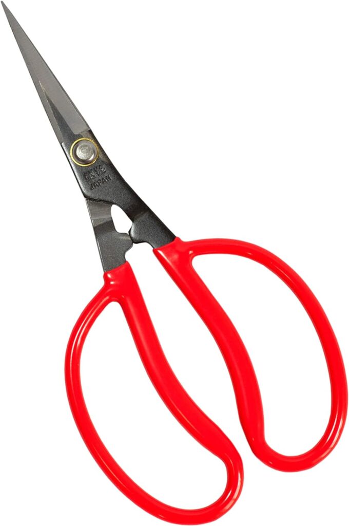 RANSHOU Grape Scissors 6.8” Pointed Tips, Professional Japanese Garden Scissors for Trimming, Thinning, Harvesting, Razor Sharp Japanese Carbon Steel, Made in JAPAN