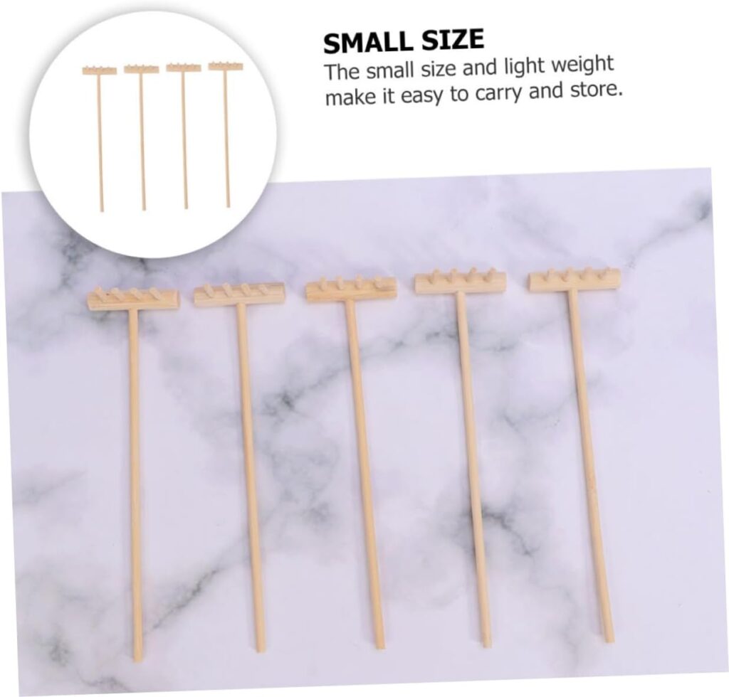 VINTORKY 4 Pcs Mini rake Japanese Garden rake Zen Garden rake Tool Mini Sand rake Zen Sandbox rake Zen Sand Rakes Japanese Zen Garden Tray Decor Items Mini Decor Bamboo Desk Gardening rake