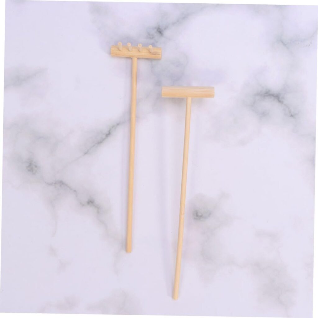 VINTORKY 4 Pcs Mini rake Japanese Garden rake Zen Garden rake Tool Mini Sand rake Zen Sandbox rake Zen Sand Rakes Japanese Zen Garden Tray Decor Items Mini Decor Bamboo Desk Gardening rake