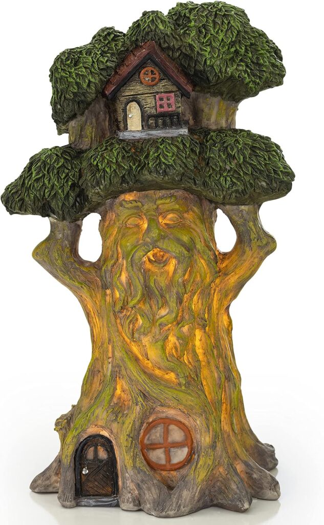 VP Home Mystical Treehouse Solar Light for Home and Outdoor Decor, Mystic Treehouse Solar Powered Flickering LED Garden Light Treehouse Backyard Halloween Decoration