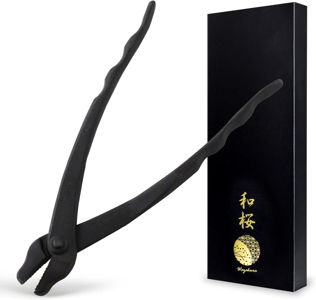 Wazakura Hanafubuki Hand Forged Bonsai Pliers MADE IN JAPAN 8.25inch(210mm), Bonsai Training Wire Plier, Japanese Garden Tool- Black