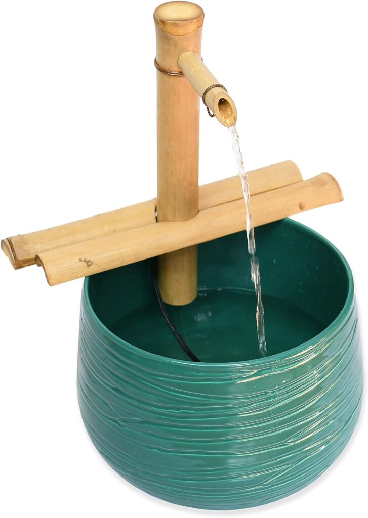 Bamboo Accents Zen Garden Water Fountain Kit - Adjustable Spout with Smooth Matte Finish, Includes Submersible Pump - Ideal for Indoor  Outdoor Use, Container Not Included (12 Adj Half-Rounds)