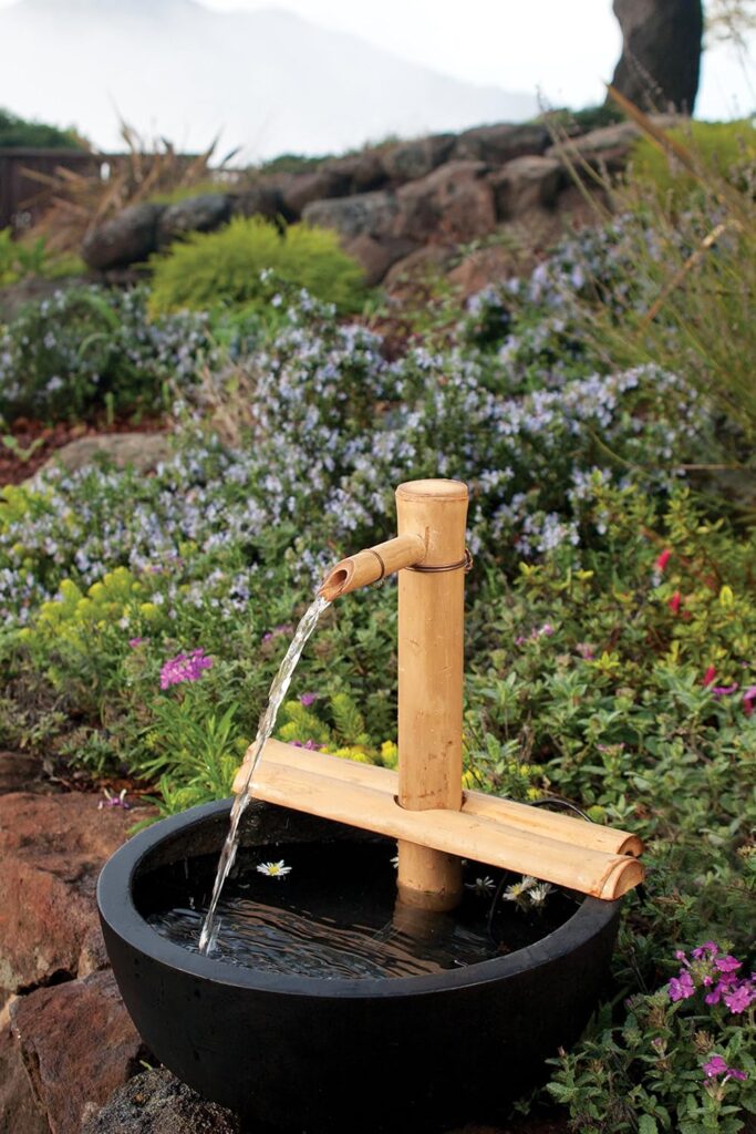 Bamboo Accents Zen Garden Water Fountain Kit - Adjustable Spout with Smooth Matte Finish, Includes Submersible Pump - Ideal for Indoor  Outdoor Use, Container Not Included (12 Adj Half-Rounds)