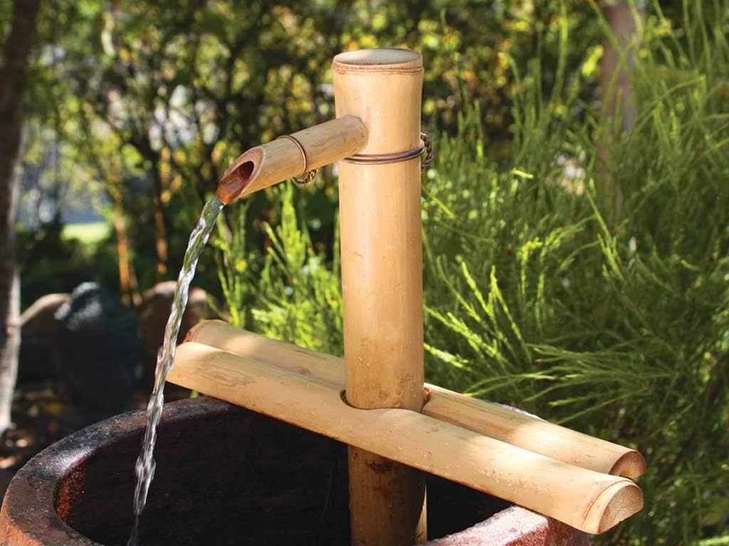 Bamboo Accents Zen Garden Water Fountain Kit - Adjustable Spout with Smooth Matte Finish, Includes Submersible Pump - Ideal for Indoor  Outdoor Use, Container Not Included (12 Adj Half-Rounds)