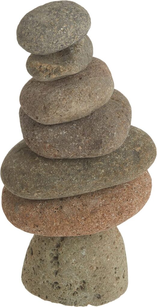 Ancient Graffiti Large 7-Stone Natural River Stone Cairn, 11 inches