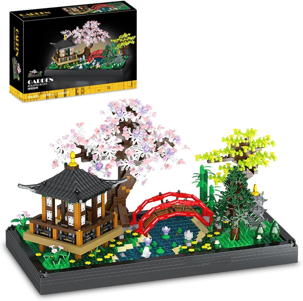 Cherry Blossom Bonsai Tree Micro Building Sets, Creative Japanese Tranquil Garden Building Blocks for Adults, Sakura Flowers and Plants Display for Home Decor, Mothers Day Decorations - 2280PCS