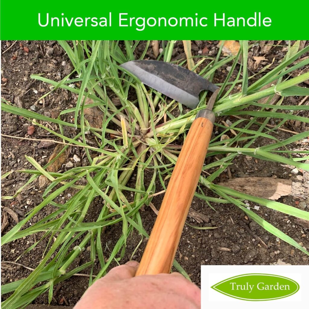 Effortless Weeding: Sharp Sickle Cuts Roots, Saves Time - with Thick Leather Sheath  Sharpening Stone