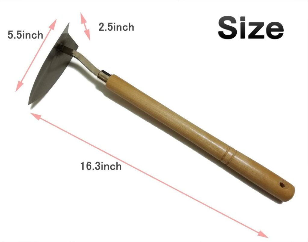 Japanese Garden Landscaping Triangle Hoe with Stainless Steel Blade  Wood Handle