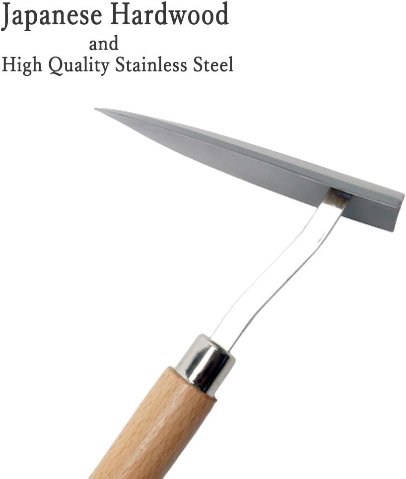 Japanese Garden Landscaping Triangle Hoe with Stainless Steel Blade  Wood Handle