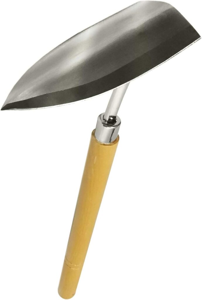 Japanese Garden Landscaping Triangle Hoe with Stainless Steel Blade  Wood Handle