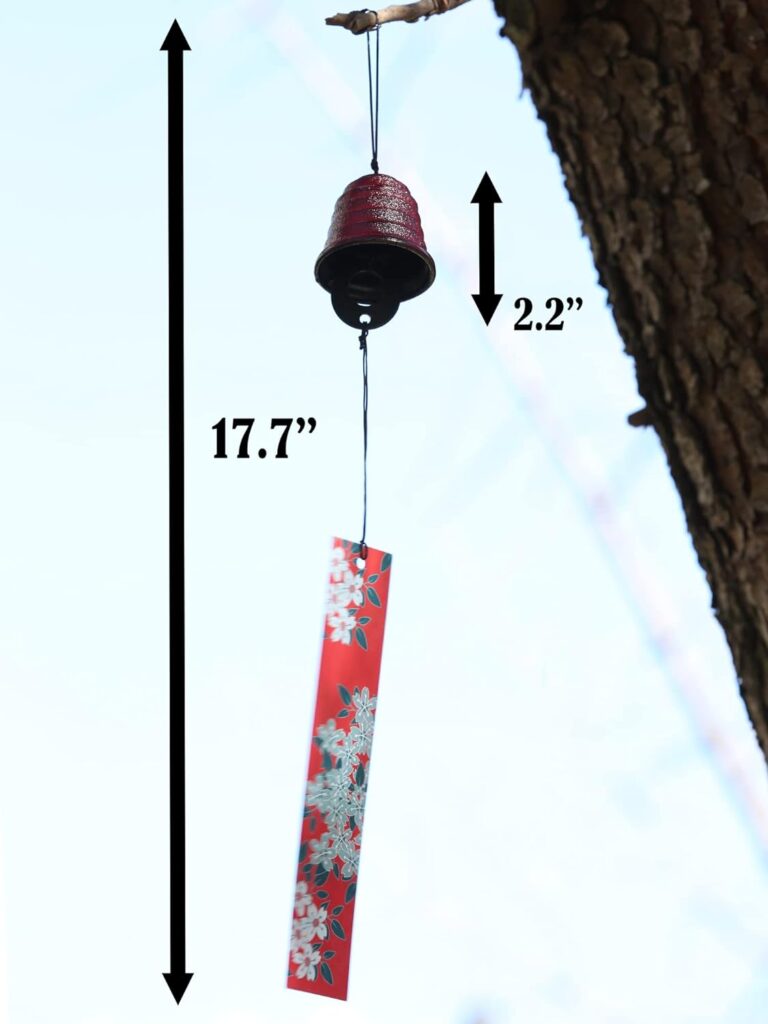 Japanese Wind Chime Cast-Iron Outdoor Ornament for Garden, Patio  Balcony, Hanging Metal Wind-Bell Decoration Gift, Blessing Pendant Windchimes  PVC Wind-Catcher, Waterline - Red