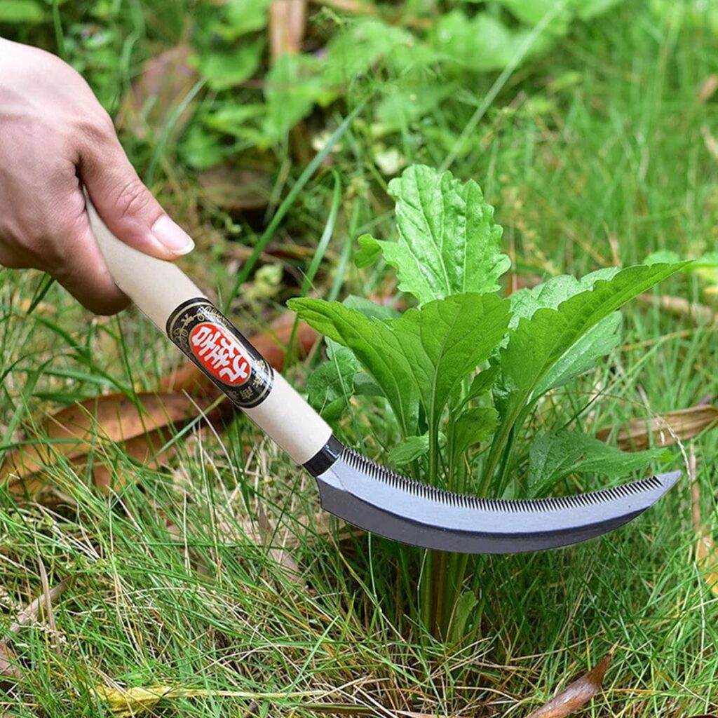 Kana Hoe 217 Japanese Garden Tool - Hand Hoe/Sickle is Perfect for Weeding and Cultivating. The Blade Edge is Very Sharp., Beige-a,