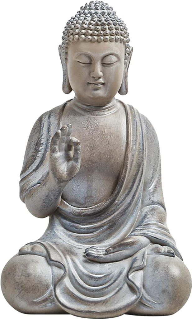 Meditating Buddha Statue Figurine, 6.7inch Buddha Serene Decorative Sitting Resin Zen Sculpture Decoration for Home Outdoor Garden Patio Desk Porch Yard Art Decoration, Zen Decor (Waterproof)