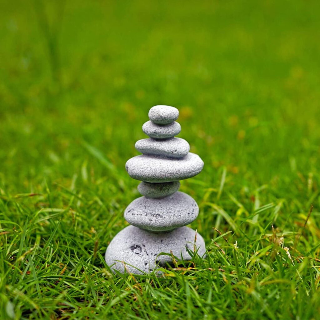 OwMell Balanced Stones Cairn Statue Garden Decor, Stacked Zen Rock Stone Decor, Small Fish Tank Decoration, Micro Landscape Decor 3.7