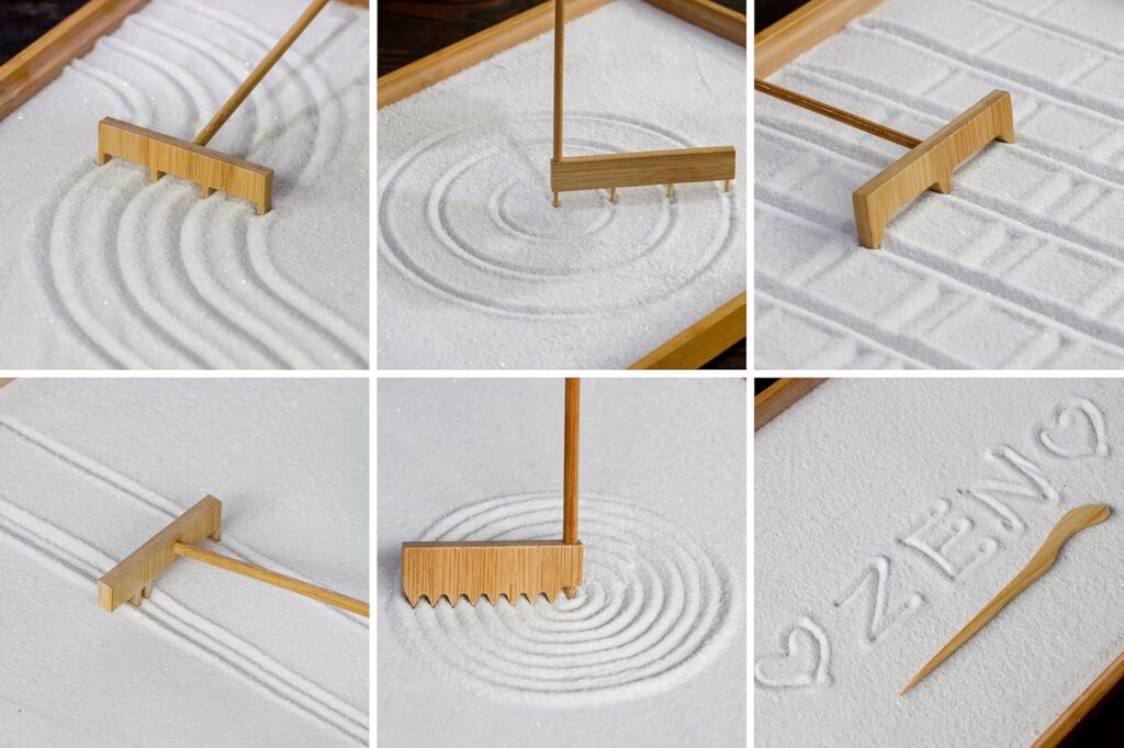 Zen Garden Decor Rake Tool - Sand Zen Garden Accessories Japanese Zen Garden Kit Tabletop Rock Zen Decor Japan Zen Gifts for Home Office Desk Meditation Room Relaxation Birthday Gifts Father Mother