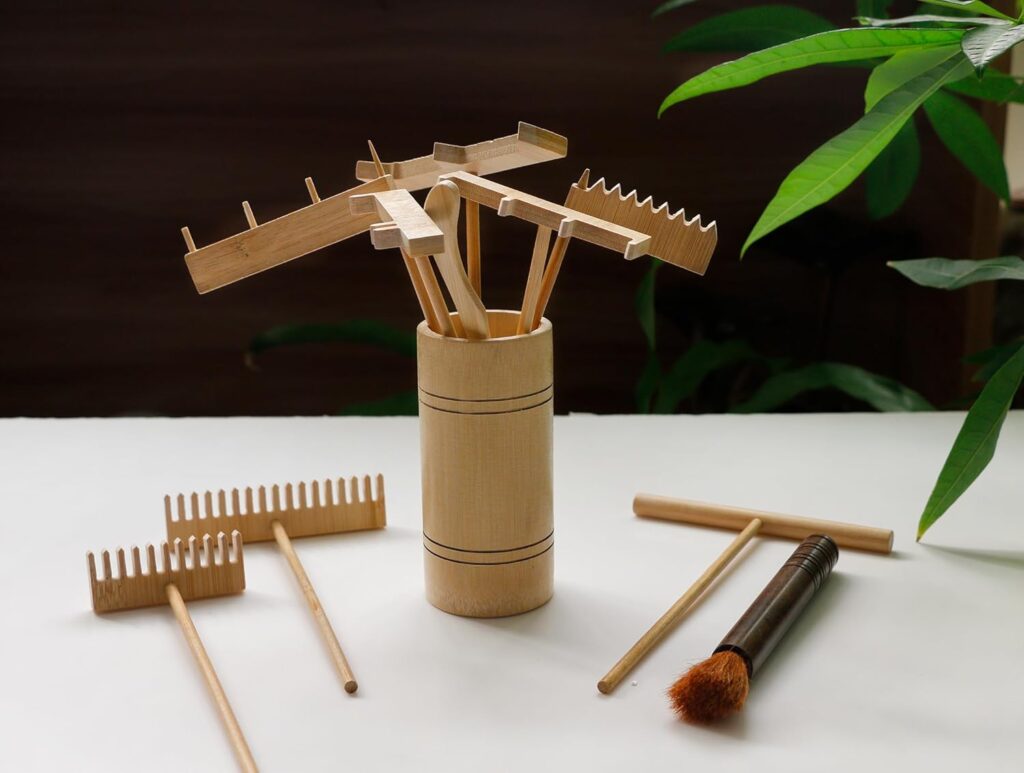 Zen Garden Decor Rake Tool - Sand Zen Garden Accessories Japanese Zen Garden Kit Tabletop Rock Zen Decor Japan Zen Gifts for Home Office Desk Meditation Room Relaxation Birthday Gifts Father Mother