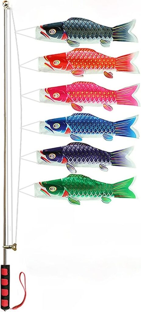 6pcs/Set Japanese Carp Flag Streamer Koinobori Windsock Wind Koi Fish Flag Sailfish Kite 70x18cm Home Outdoor Hanging Decoration for Sushi Bar Izakaya Celebrate Childrens Boys Day