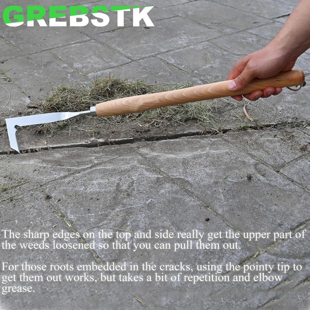 GREBSTK Crack Weeder Crevice Weeding Tool Manual Weeder Beech Handle Lawn Yard Gardening Tool