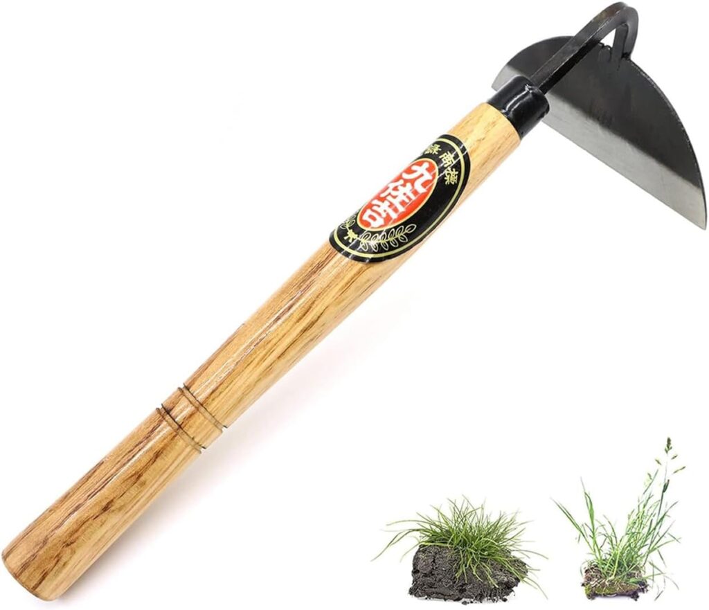 Kana Hoe 217 Japanese Garden Tool - Hand Hoe/Sickle is Perfect for Weeding and Cultivating. The Blade Edge is Very Sharp. (Beige-007)