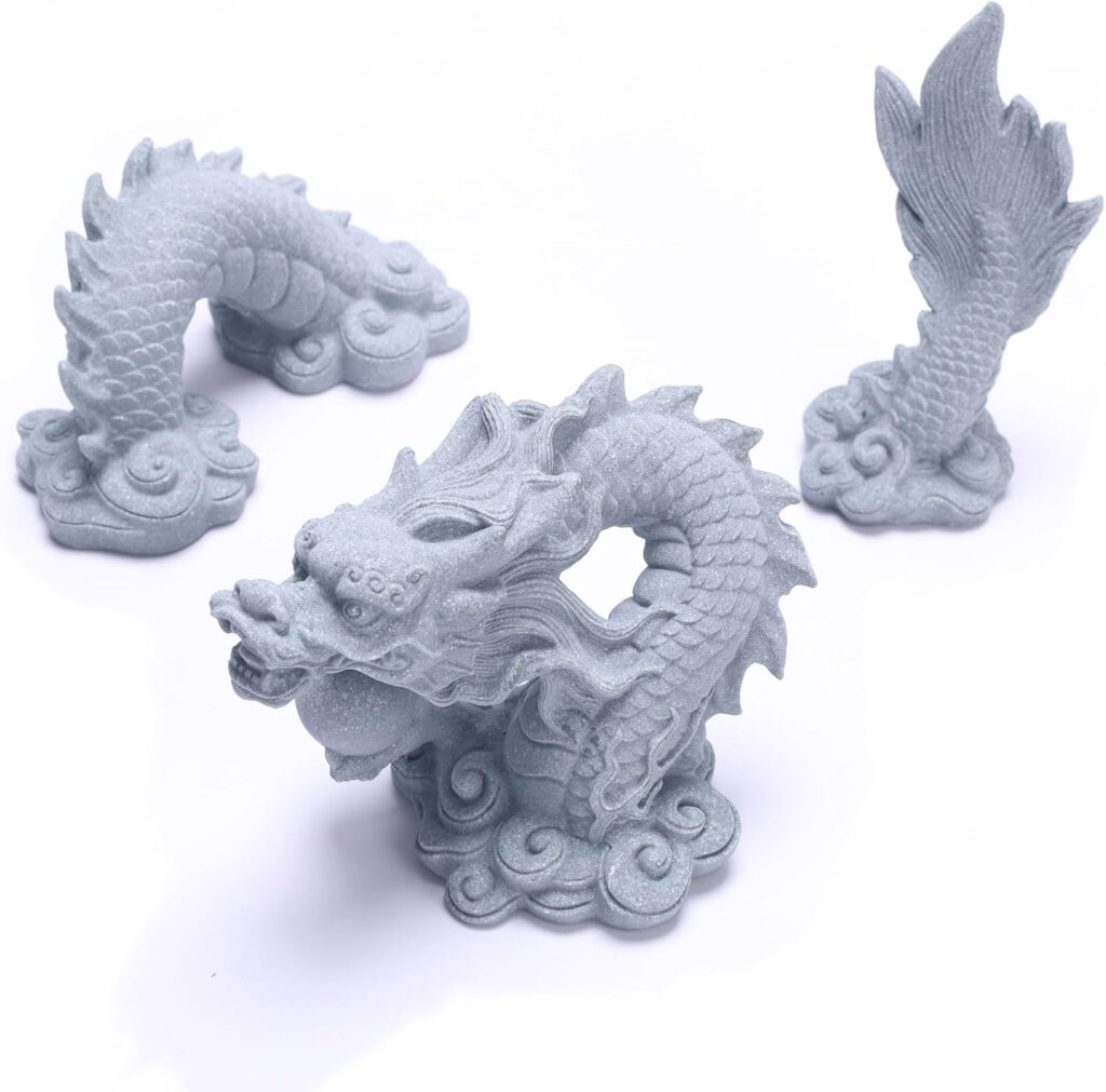 Sandstone Chinese Dragon Statue, Fish Tank Aquarium Decorations Home Office Tabletop Decor Small Accessories Ornaments for Wealth Success Good Lucky