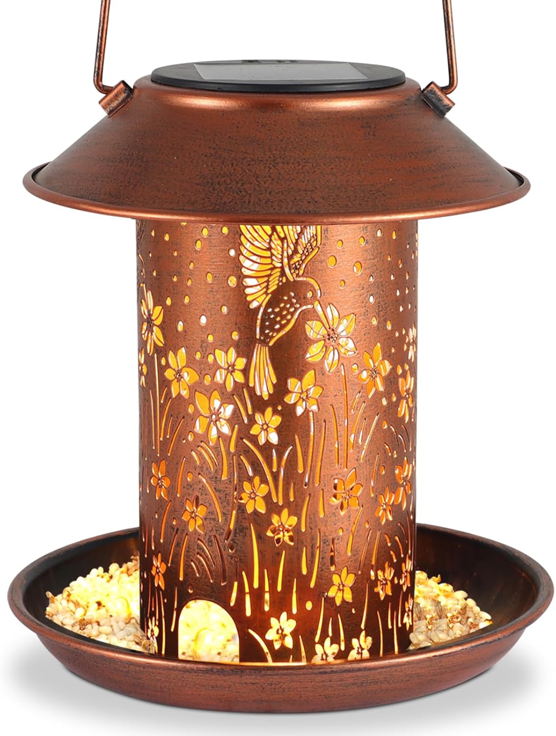 Bird Feeders for Outdoors Hummingbird Solar Lanterns Outdoor Waterproof Hanging Garden Decor Gifts for Women Mom Grandma Metal Solar Decoration Outside for Yard, Patio, Lawn, Pathway, Landscape