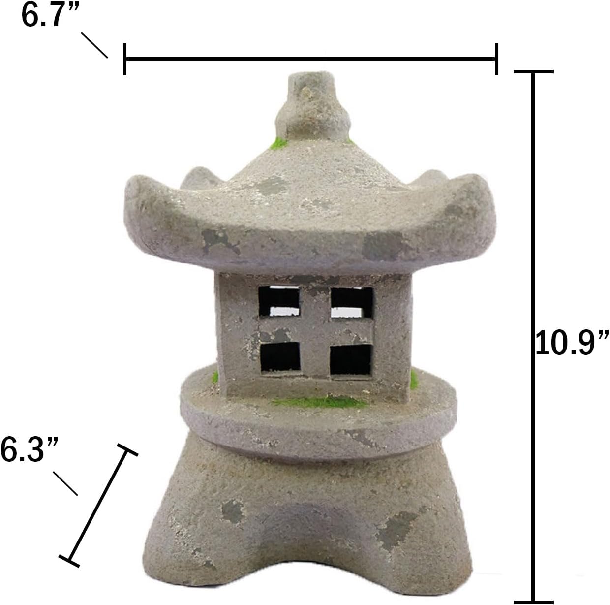 Galt International Pagoda Lantern Solar Garden Statue 11 H - Asian Décor Garden Patio Porch Yard Décor Stone Finish